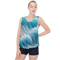 Pastel Blue Ocean Waves Iii Bubble Hem Chiffon Tank Top by GardenOfOphir