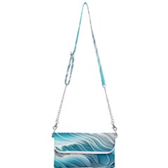 Pastel Blue Ocean Waves Iii Mini Crossbody Handbag by GardenOfOphir