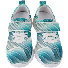 Pastel Blue Ocean Waves Iii Kids  Velcro Strap Shoes by GardenOfOphir