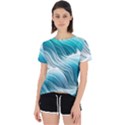 Pastel Blue Ocean Waves Iii Open Back Sport Tee View1