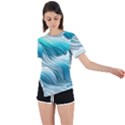 Pastel Blue Ocean Waves Iii Asymmetrical Short Sleeve Sports Tee View1