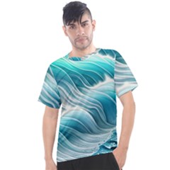 Pastel Blue Ocean Waves Iii Men s Sport Top by GardenOfOphir