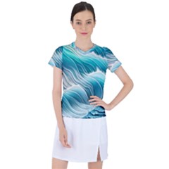 Pastel Blue Ocean Waves Iii Women s Sports Top by GardenOfOphir