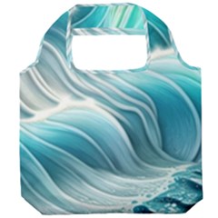 Pastel Blue Ocean Waves Iii Foldable Grocery Recycle Bag by GardenOfOphir