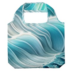 Pastel Blue Ocean Waves Iii Premium Foldable Grocery Recycle Bag by GardenOfOphir