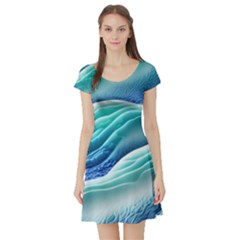 Pastel Beach Wave I Short Sleeve Skater Dress by GardenOfOphir