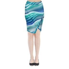 Pastel Beach Wave I Midi Wrap Pencil Skirt by GardenOfOphir