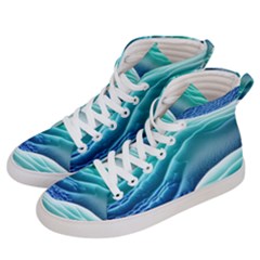 Pastel Beach Wave I Men s Hi-top Skate Sneakers by GardenOfOphir