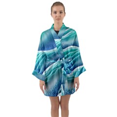 Pastel Beach Wave I Long Sleeve Satin Kimono by GardenOfOphir