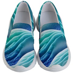 Pastel Beach Wave I Kids Lightweight Slip Ons by GardenOfOphir