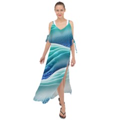 Pastel Beach Wave I Maxi Chiffon Cover Up Dress by GardenOfOphir