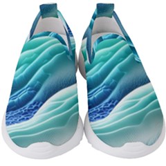 Pastel Beach Wave I Kids  Slip On Sneakers by GardenOfOphir