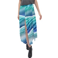 Pastel Beach Wave I Velour Split Maxi Skirt by GardenOfOphir