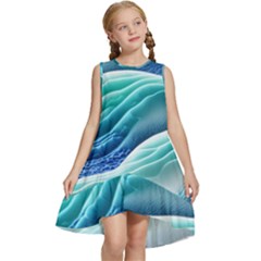 Pastel Beach Wave I Kids  Frill Swing Dress by GardenOfOphir