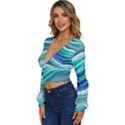 Pastel Beach Wave I Long Sleeve Deep-V Velour Top View2