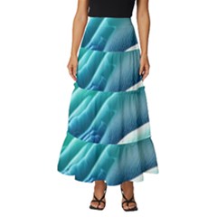 Pastel Beach Wave I Tiered Ruffle Maxi Skirt by GardenOfOphir