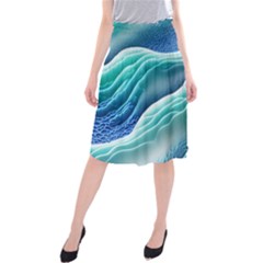 Pastel Beach Wave I Midi Beach Skirt by GardenOfOphir