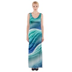 Pastel Beach Wave I Thigh Split Maxi Dress by GardenOfOphir