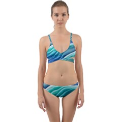 Pastel Beach Wave I Wrap Around Bikini Set by GardenOfOphir