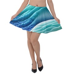 Pastel Beach Wave I Velvet Skater Skirt by GardenOfOphir