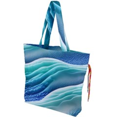 Pastel Beach Wave I Drawstring Tote Bag by GardenOfOphir