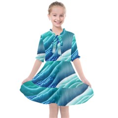 Pastel Beach Wave I Kids  All Frills Chiffon Dress by GardenOfOphir