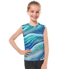 Pastel Beach Wave I Kids  Mesh Tank Top by GardenOfOphir