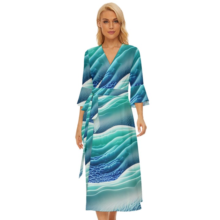 Pastel Beach Wave I Midsummer Wrap Dress