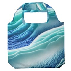 Pastel Beach Wave I Premium Foldable Grocery Recycle Bag by GardenOfOphir