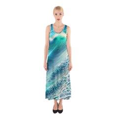 Pastel Beach Wave Sleeveless Maxi Dress by GardenOfOphir