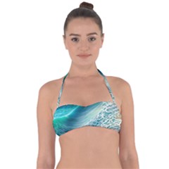 Pastel Beach Wave Halter Bandeau Bikini Top by GardenOfOphir