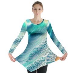 Pastel Beach Wave Long Sleeve Tunic  by GardenOfOphir