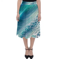 Pastel Beach Wave Classic Midi Skirt by GardenOfOphir