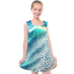 Pastel Beach Wave Kids  Cross Back Dress by GardenOfOphir