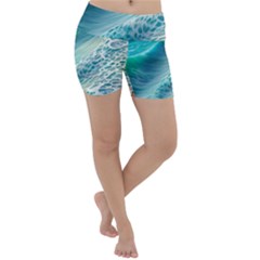 Pastel Beach Wave Lightweight Velour Yoga Shorts by GardenOfOphir