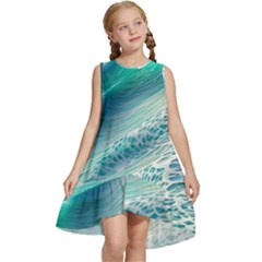 Pastel Beach Wave Kids  Frill Swing Dress by GardenOfOphir