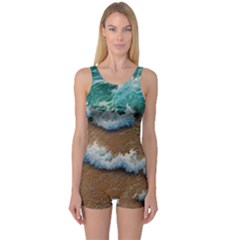 Abstract Waves Summertime On The Sea One Piece Boyleg Swimsuit by GardenOfOphir