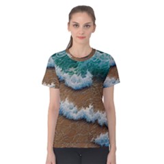 Abstract Waves Summertime On The Sea Women s Cotton Tee