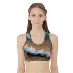 Abstract Waves Summertime On The Sea Sports Bra With Border by GardenOfOphir