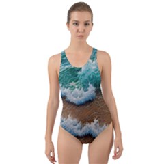 Abstract Waves Summertime On The Sea Cut-out Back One Piece Swimsuit by GardenOfOphir