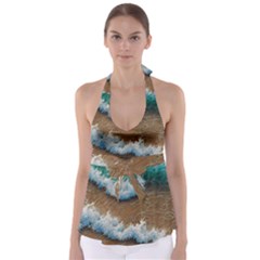 Abstract Waves Summertime On The Sea Babydoll Tankini Top by GardenOfOphir