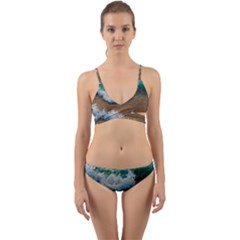 Abstract Waves Summertime On The Sea Wrap Around Bikini Set by GardenOfOphir