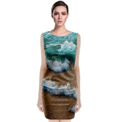 Abstract Waves Summertime On The Sea Sleeveless Velvet Midi Dress