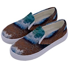 Abstract Waves Summertime On The Sea Kids  Canvas Slip Ons