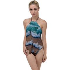 Abstract Waves Summertime On The Sea Go With The Flow One Piece Swimsuit by GardenOfOphir