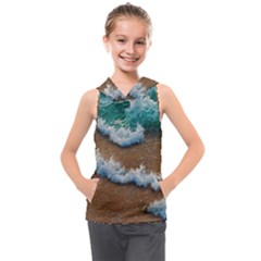 Abstract Waves Summertime On The Sea Kids  Sleeveless Hoodie by GardenOfOphir