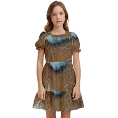 Abstract Waves Summertime On The Sea Kids  Puff Sleeved Dress