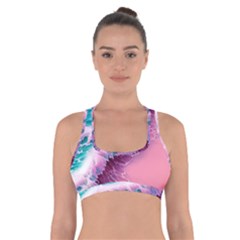 Summer Waves In Pink Ii Cross Back Sports Bra