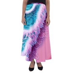 Summer Waves In Pink Ii Flared Maxi Skirt