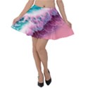 Summer Waves In Pink Ii Velvet Skater Skirt View1